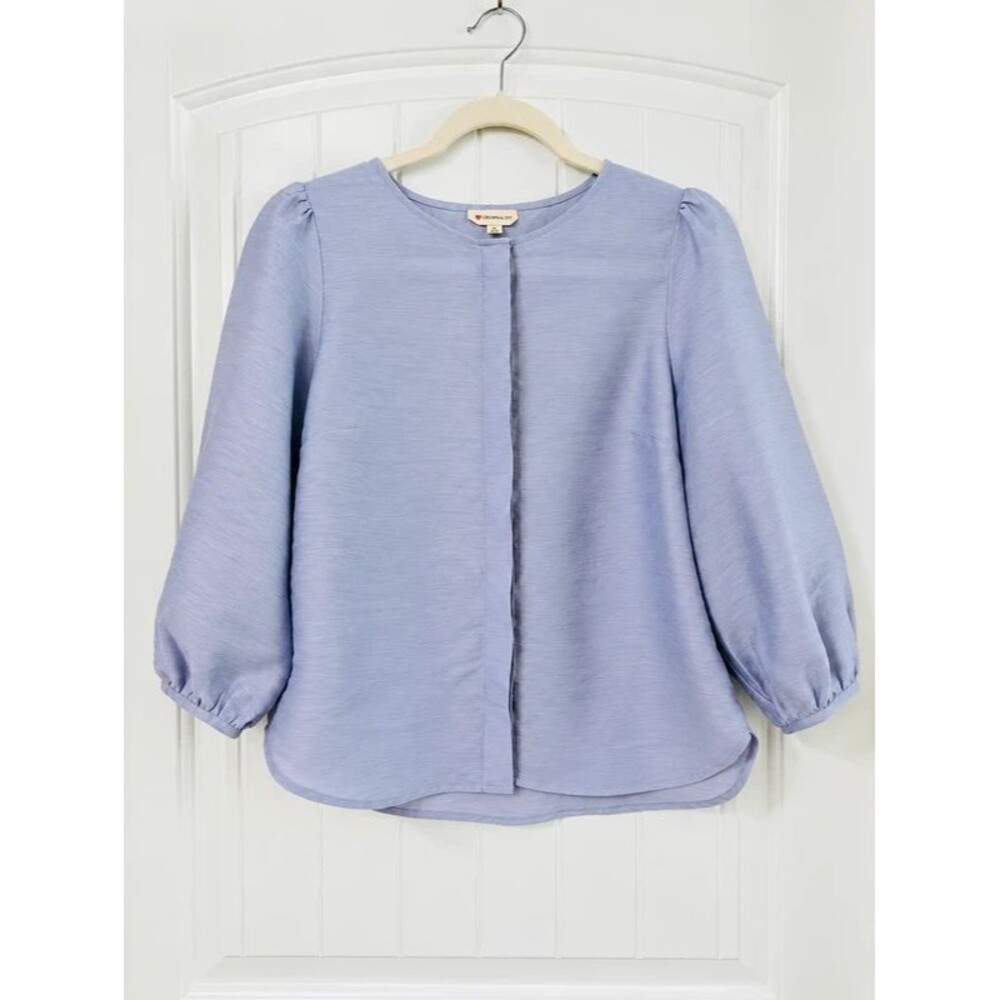 Cremieux Women’s Small Lilac Lavender Linen Blend Balloon Sleeve Blouse